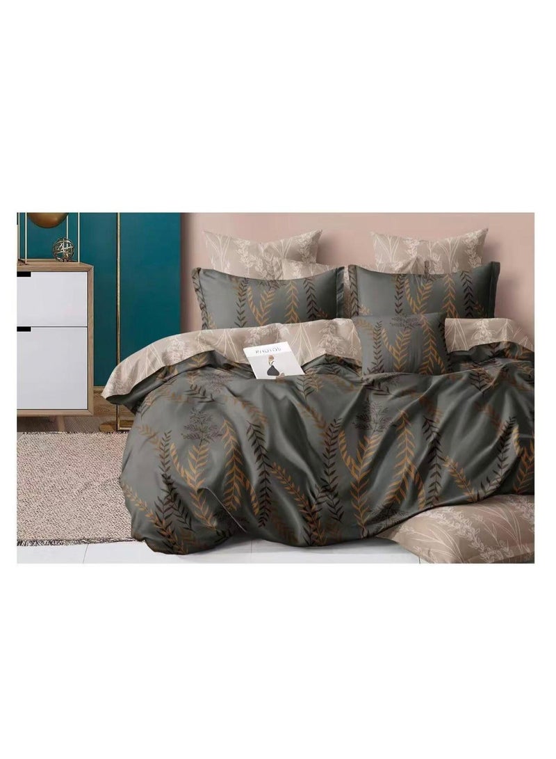 6 Pcs King Cotton Duvet Cover Set - Soft Lightweight & Breathable, Fitted Bedsheet, 4 Pillow Covers